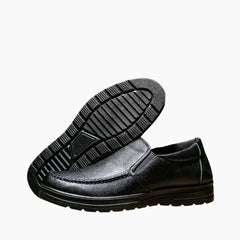 Black Anti-Slip, Slip-On : Walking Shoes for Men : Turhia - 0108TuM