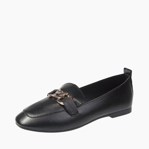 Black Boat Shoes, Round-Toe : Flat Shoes for Women : Sahi - 0151SaF