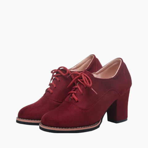 Red Round-Toe, Lace-Up : Court Shoes for Women : Adaalat - 0260AdF