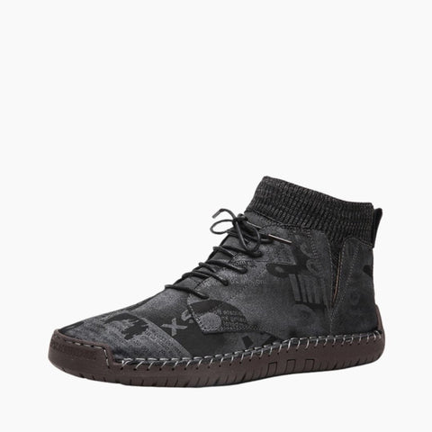 Black Round-Toe, Handmade : Casual Shoes for Men : Maanak - 0459MaM