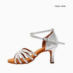 Silver Non-Slip Sole, Buckle Closure : Dance heels for Women : Naach - 0479NaF