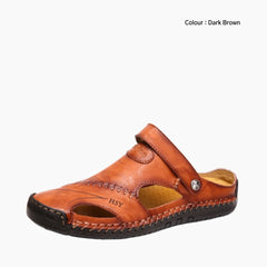 Dark Brown Slip-On : Flat Sandals for Men : Nuu - 0525NuM