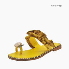 Yellow Breathable : Flat Sandals for Women : Nuu - 0540NuF