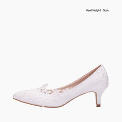 White Thin Heels, Handmade : Wedding Heels : Piari - 0550PiF