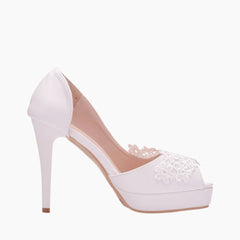 White White Pointed-Toe, Handmade : Wedding Heels : Piari - 0552PiF