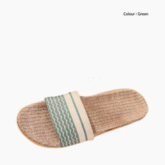 Green Slip-On, Round-Toe: Outdoor Slippers for Women:  Sigara - 0615SiF