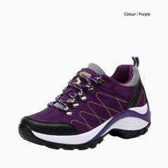 Purple Waterproof, Height Increasing : Walking Shoes for Women : Turhia - 0630TuF