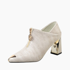 White Handmade, Square Heel : Smart Casual Shoes for Women : Teja - 0643TeF