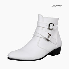 White Pointed-Toe, Breathable : Ankle Boots for Men : Gittey - 0743GiM