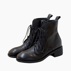 Black Brown Round-Toe, Handmade : Ankle Boots for Women : Gittey - 0805GiF