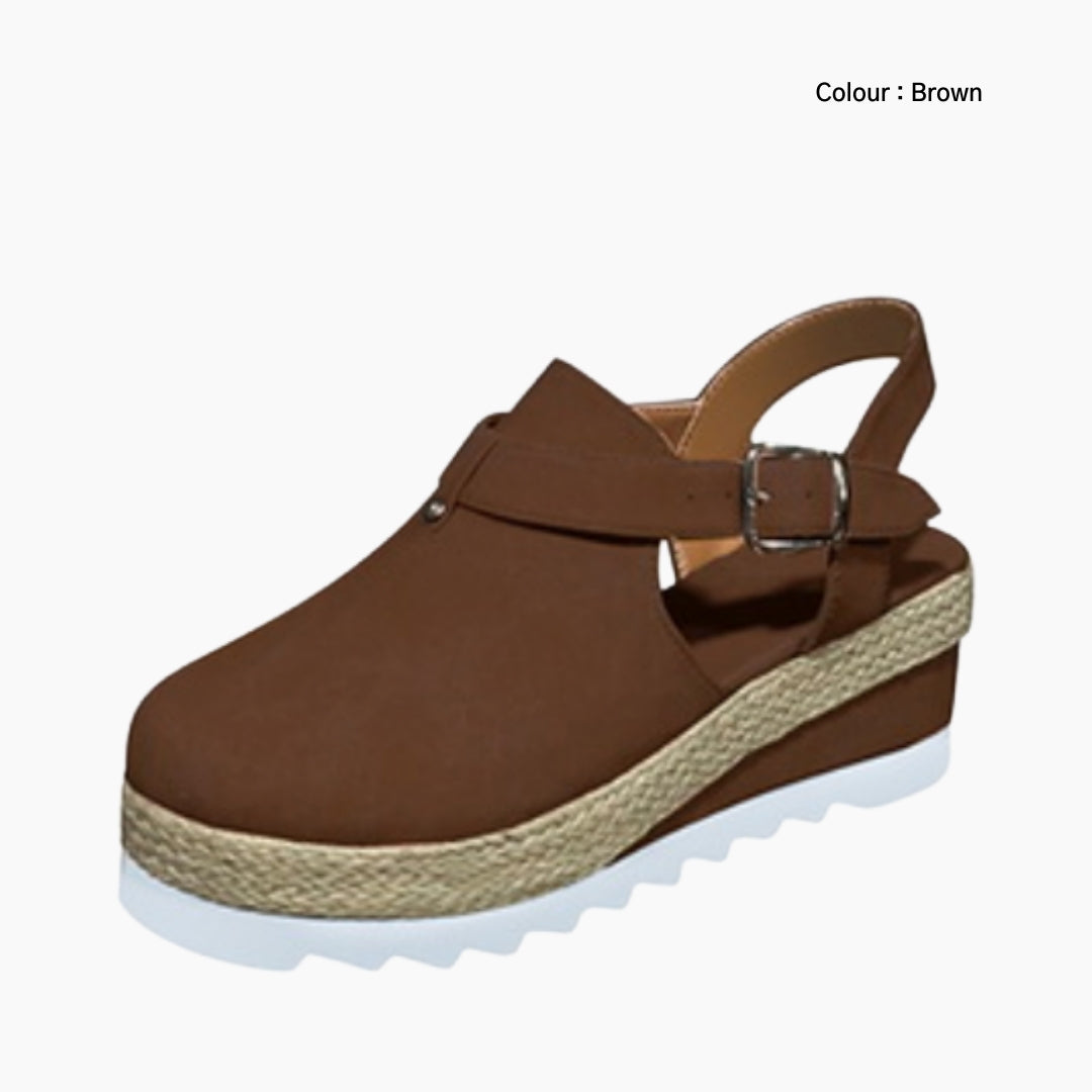 Brown Buckle Strap : Flat Sandals for Women : Nuu - 0238NuF