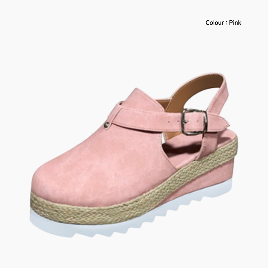Pink Buckle Strap : Flat Sandals for Women : Nuu - 0238NuF