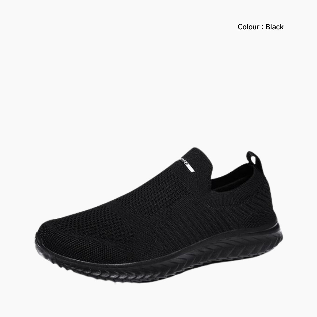 Black Hard Wearing, Sweat-Absorbent : Walking Shoes for Men : Turhia - 0022TuM