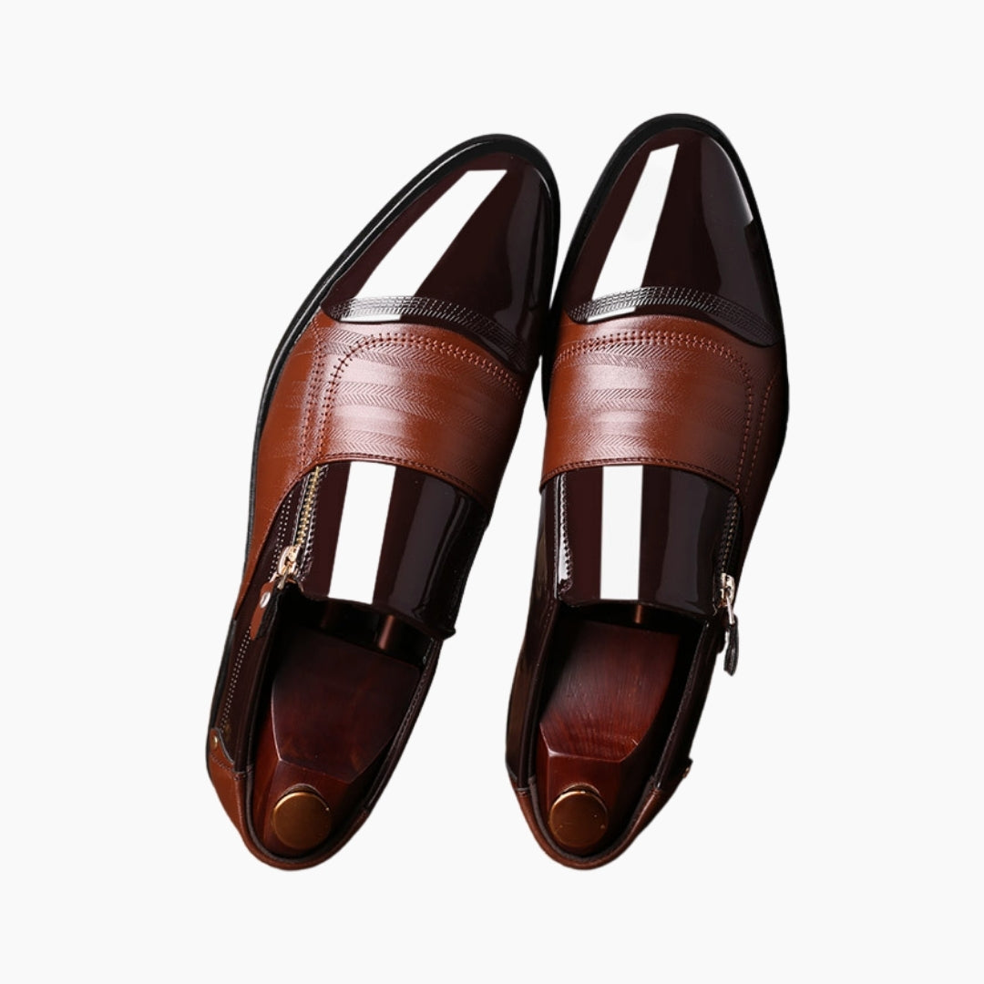 Brown Oxford Leather Shoes, Slip-On : Men's Wedding Shoes : Viah - 0025ViM