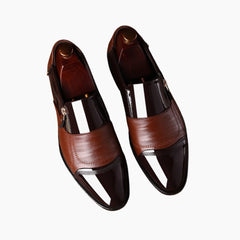 Brown Oxford Leather Shoes, Slip-On : Men's Wedding Shoes : Viah - 0025ViM