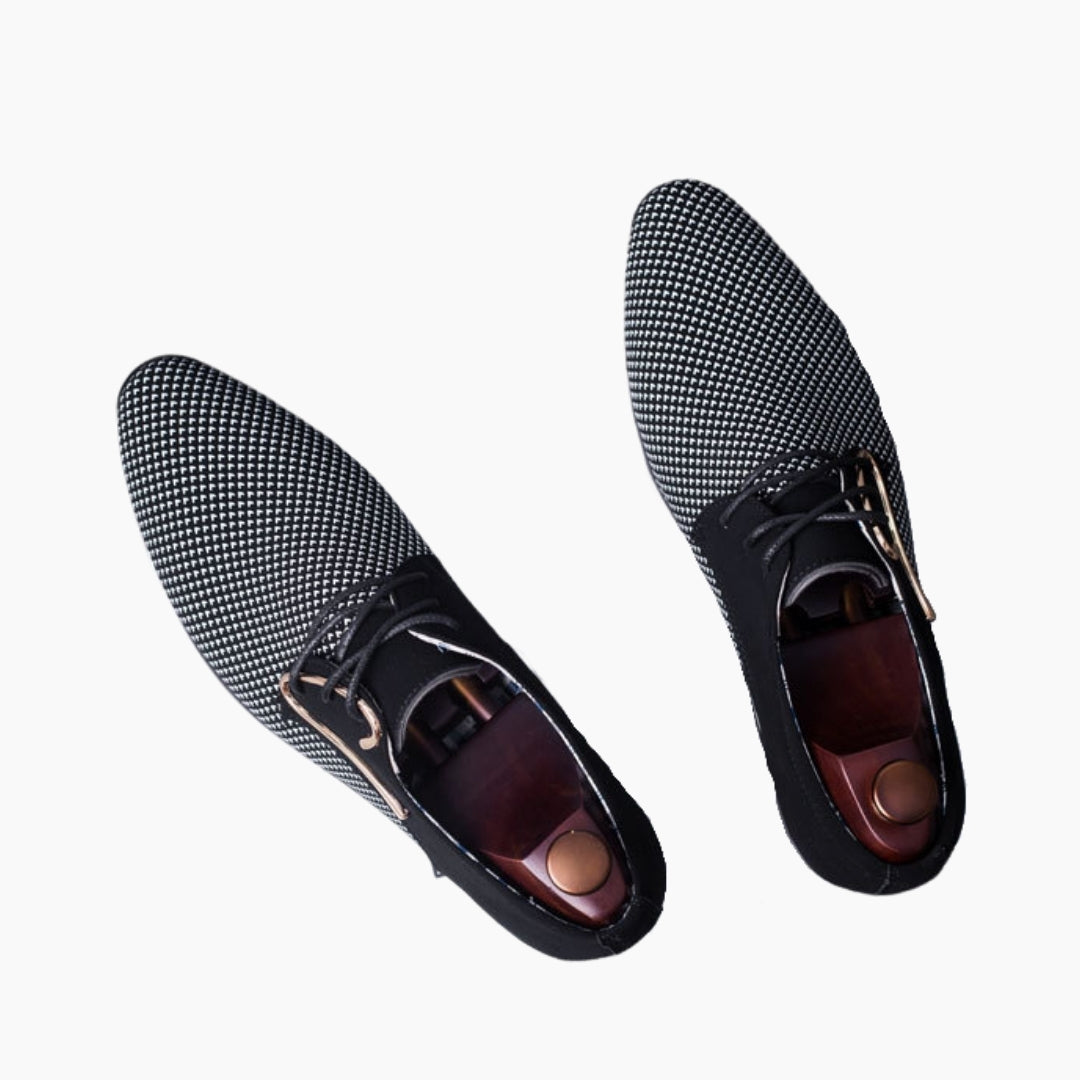 Black Oxford Leather Shoes, Slip-On : Men's Wedding Shoes : Viah - 0031ViM