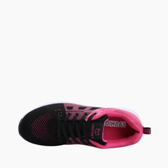 Black & Pink Lace-up, Breathable : Walking Shoes for Women : Turhia - 0038TuF