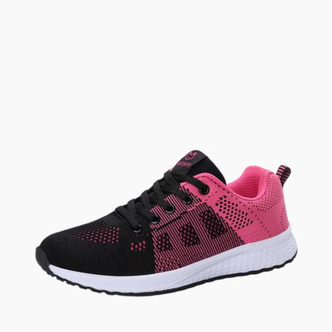 Black & Pink Lace-up, Breathable : Walking Shoes for Women : Turhia - 0038TuF