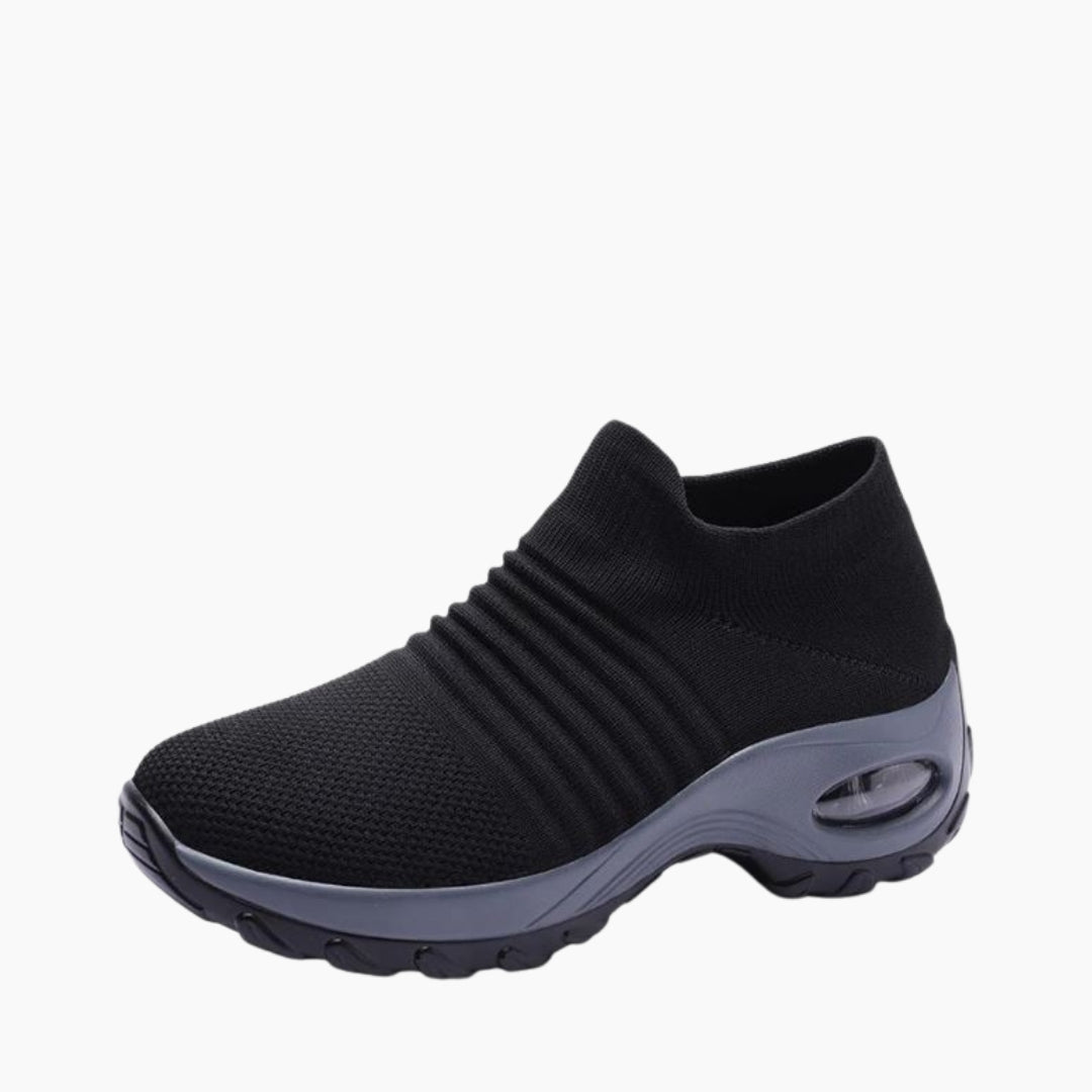 Black Slip-on, Non-slip sole : Walking Shoes for Women : Turhia - 0055TuF