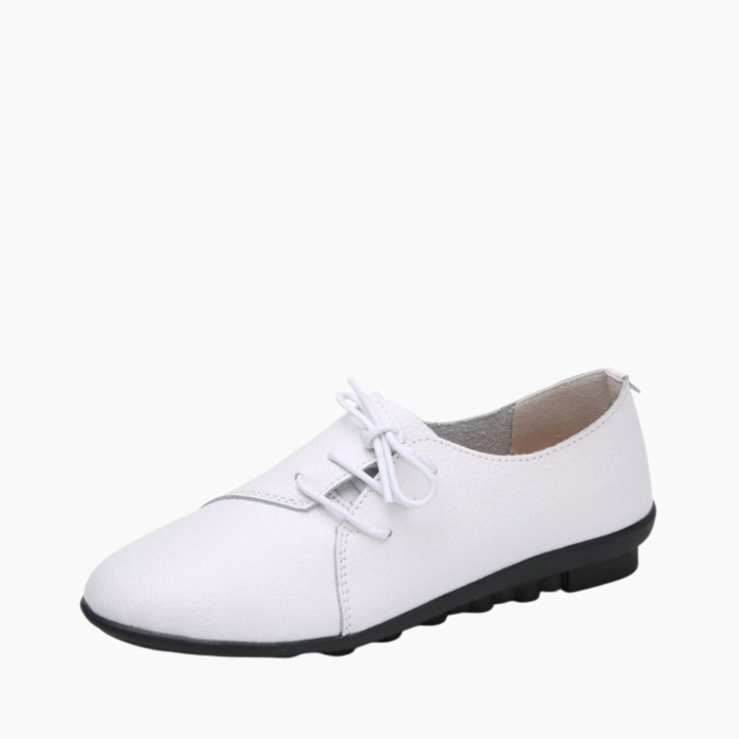 White Slip-on, Round Toe : Comfortable Flats : Suhele - 0062SuF