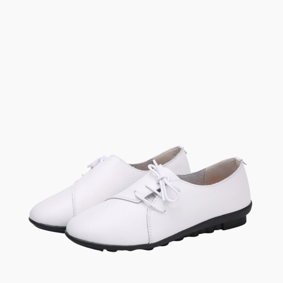 White Slip-on, Round Toe : Comfortable Flats : Suhele - 0062SuF