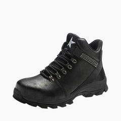 Black Anti Puncture, Steel Toe Shoes : Safety Boots for Men : Mazbuut - 0081MzM