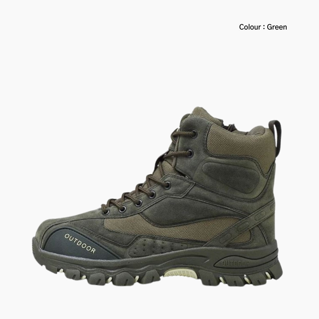 Green Waterproof, Handmade : Hiking Boots for Men : Pahaara - 0083PaM