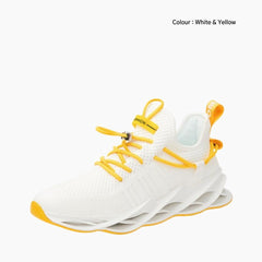 White & yellow Breathable, Non-slip : Running Shoes for Men : Gatee - 0095GtM