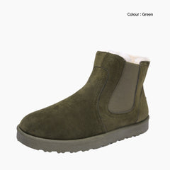 Green Round Toe, Slip-On : Winter Boots for Women : Saradi - 0121SrF