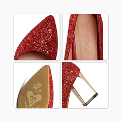 Red Square Heel, Pointed Toe : Wedding Heels : Piari - 0125PiF