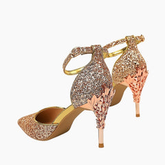Pink Pointed Toe, Buckle Strap Wedding Heels : Piari - 0126PiF