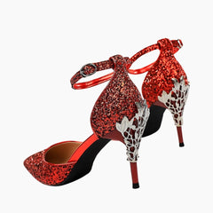Red Pointed Toe, Buckle Strap Wedding Heels : Piari - 0126PiF