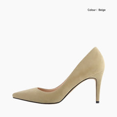Beige Pointed Toe, Slip-On : Wedding Heels : Piari - 0129PiF