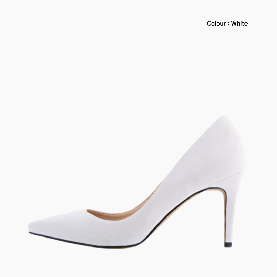 White Pointed Toe, Slip-On : Wedding Heels : Piari - 0129PiF