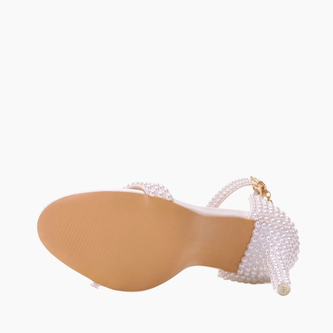 White Ankle Strap, Peep-Toe : Wedding Heels : Piari - 0131PiF