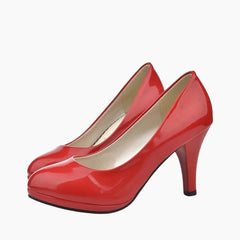 Red Round Toe, Slip-On : Wedding Heels : Piari - 0132PiF