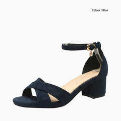 Blue Square Heel, Comfortable : Party Heels for Women : Anada - 0135AnF