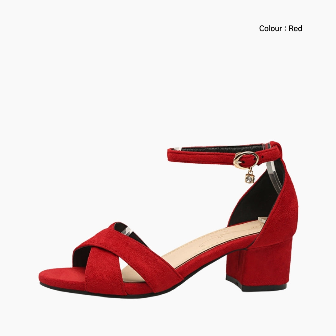 Red Square Heel, Comfortable : Party Heels for Women : Anada - 0135AnF