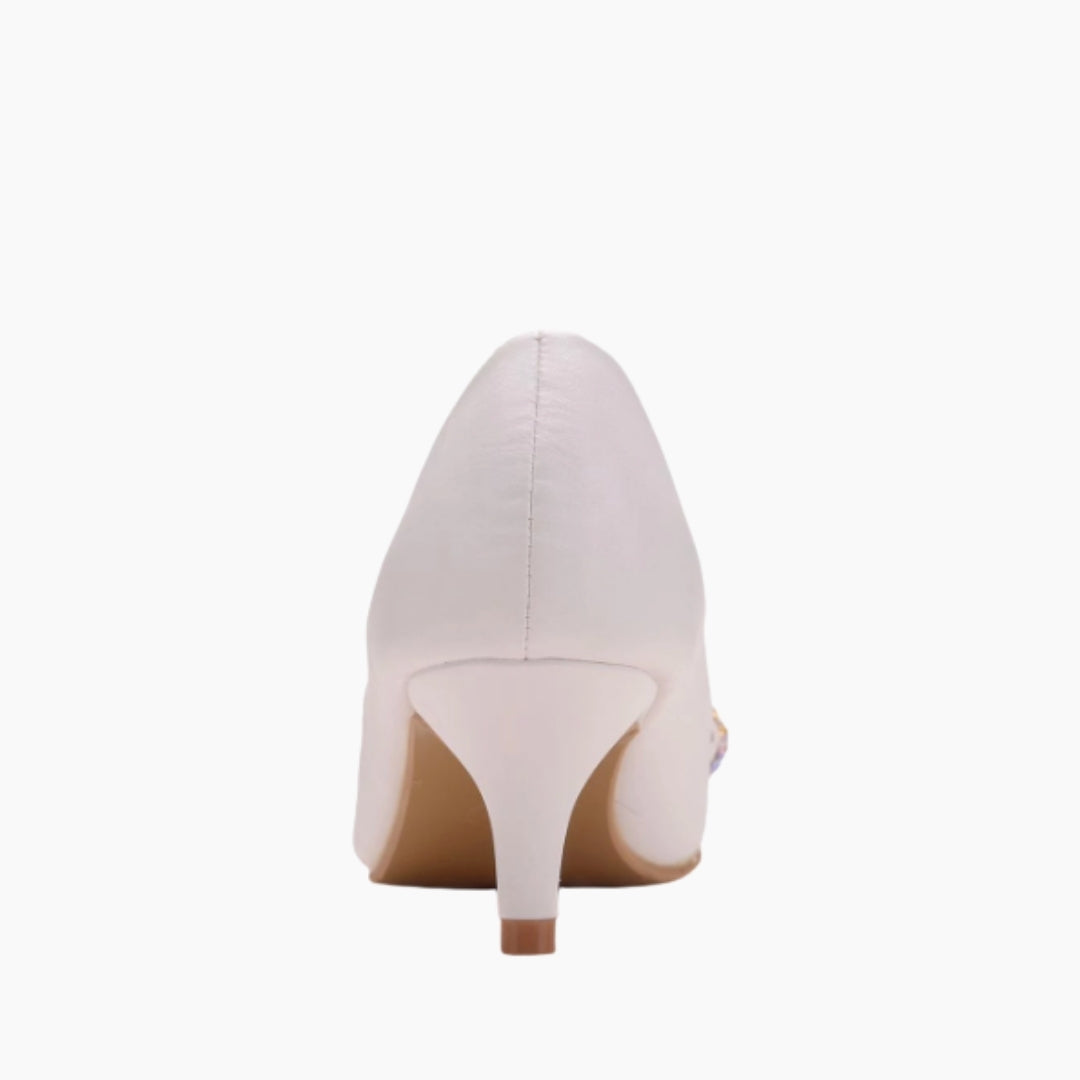 White Pointed-Toe, Slip-On : Wedding Heels : Piari - 0142PiF