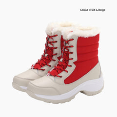 Red & Beige Moisture-Proof, Cold Resistance : Winter Boots for Women : Saradi - 0148SrF