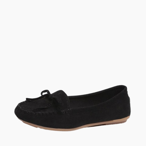 Black Slip-On, Round-Toe : Smart Casual Shoes for Women : Teja - 0156TeF