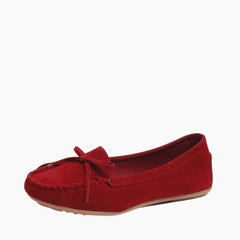 Red Slip-On, Round-Toe : Smart Casual Shoes for Women : Teja - 0156TeF