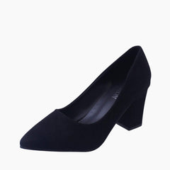 Black Square Heel, Pointed-Toe : Court Shoes for Women : Adaalat - 0160AdF