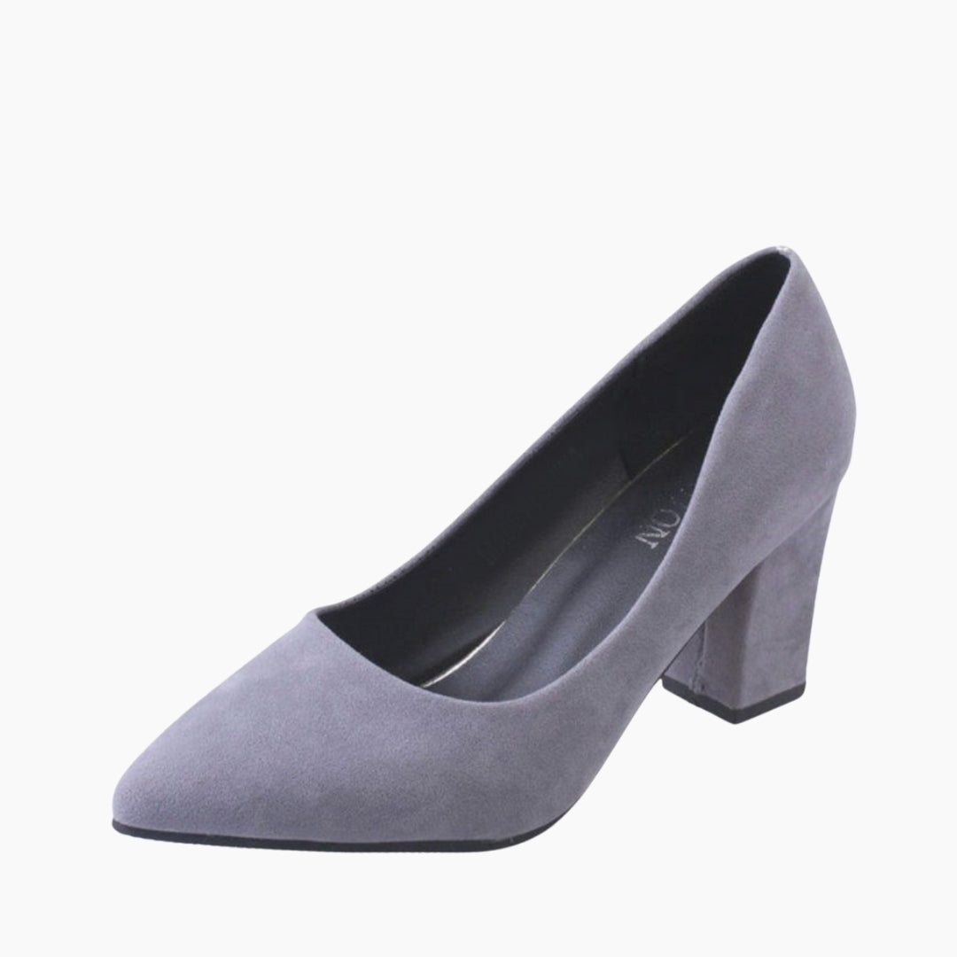 Grey Square Heel, Pointed-Toe : Court Shoes for Women : Adaalat - 0160AdF
