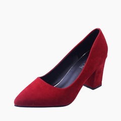 Red Square Heel, Pointed-Toe : Court Shoes for Women : Adaalat - 0160AdF