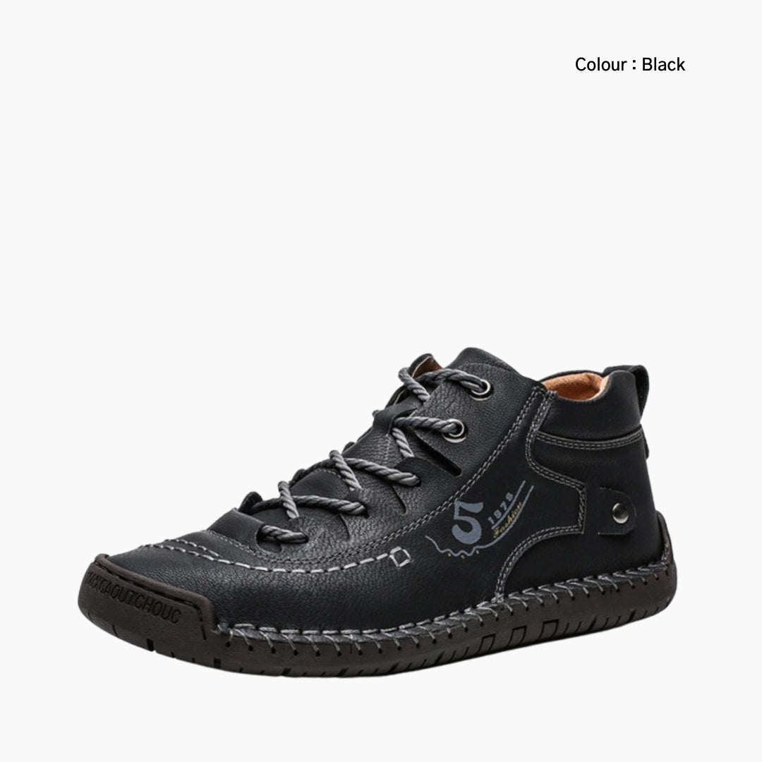 Black Round Toe, Non-Slip Sole : Winter Boots for Men : Saradi - 0161SrM