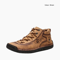 Brown Round Toe, Non-Slip Sole : Winter Boots for Men : Saradi - 0161SrM