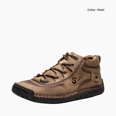 Khaki Round Toe, Non-Slip Sole : Winter Boots for Men : Saradi - 0161SrM