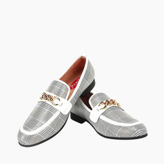 White & Grey Loafers, Sweat Absorbent : Men's Wedding Shoes : Viah - 0162ViM