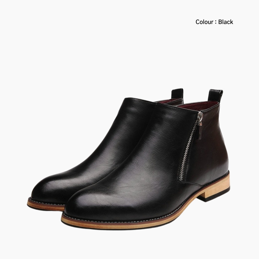 Black Waterproof, Round Toe : Winter Boots for Men : Saradi - 0170SrM